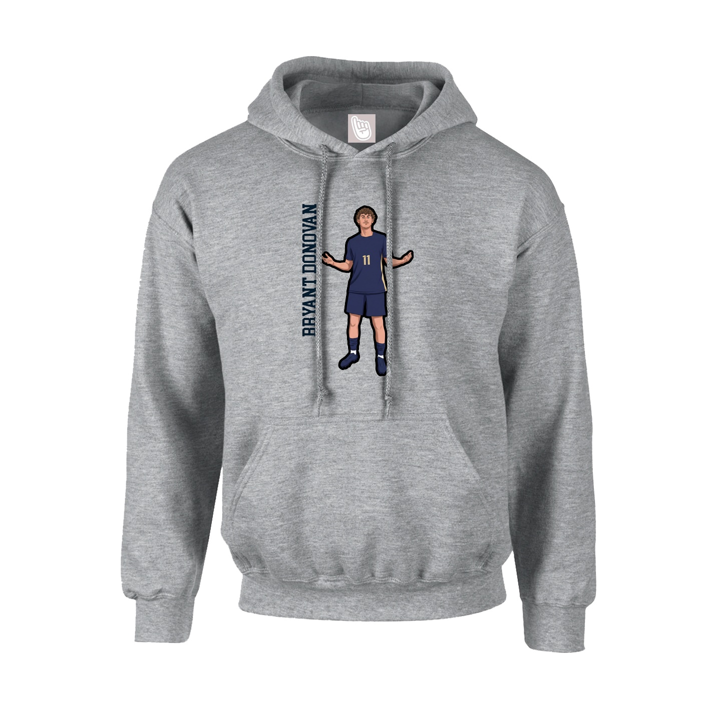 Youth Hoodie — Name Vertical in Grey