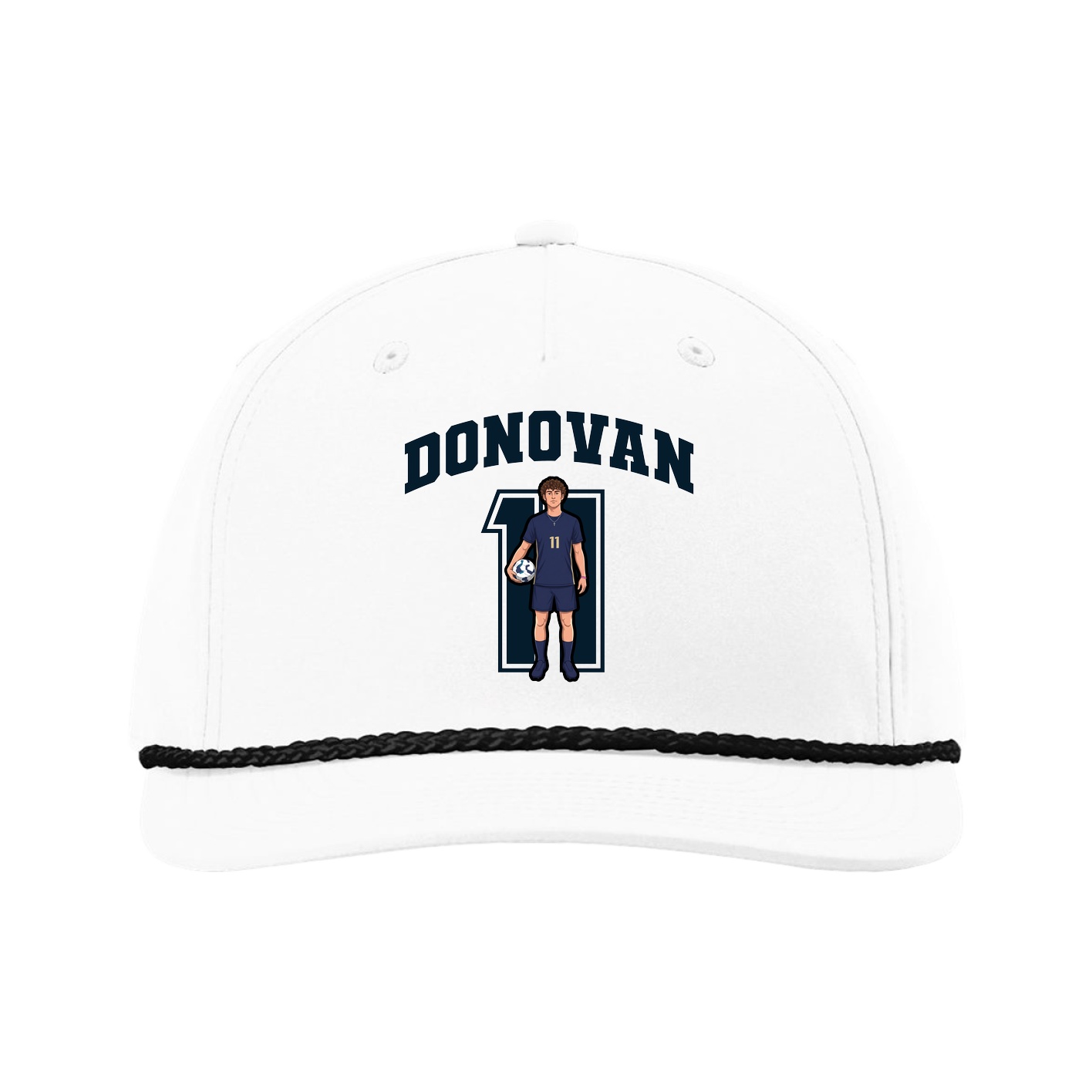 Five-Panel Classic Rope Cap — Number in White