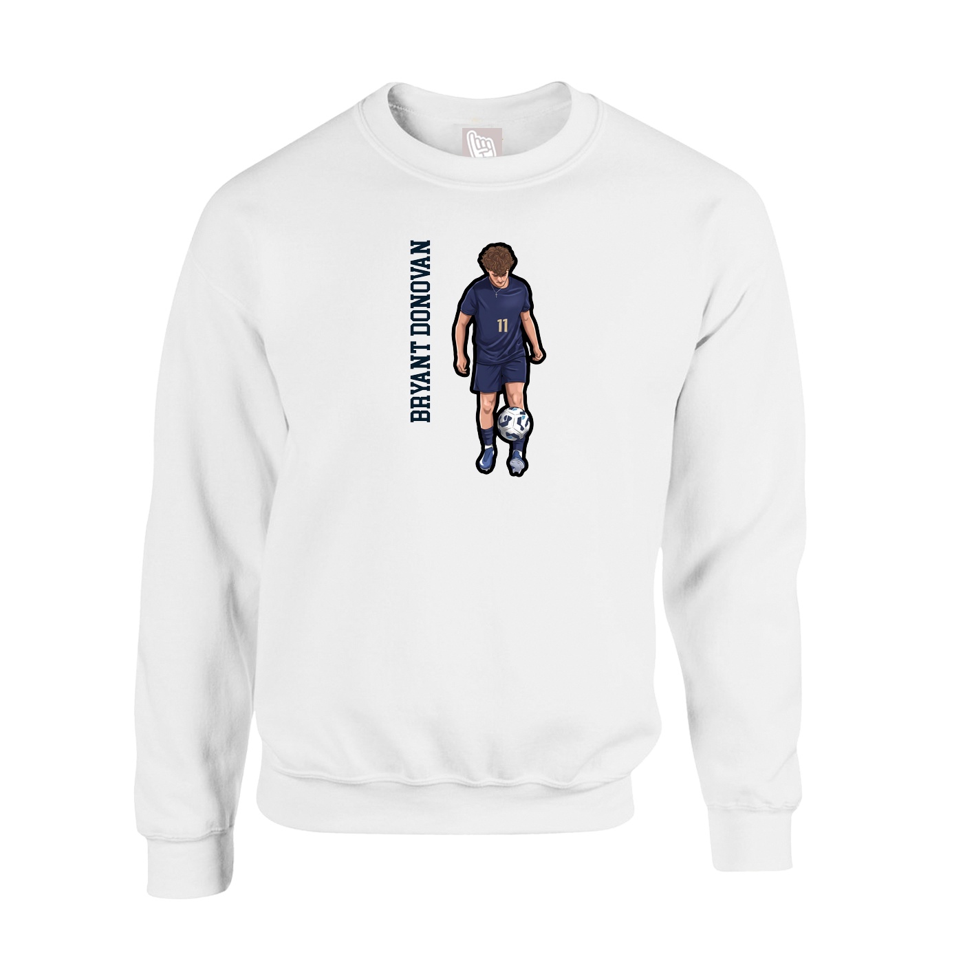 Fleece Crew — Name Vertical in White