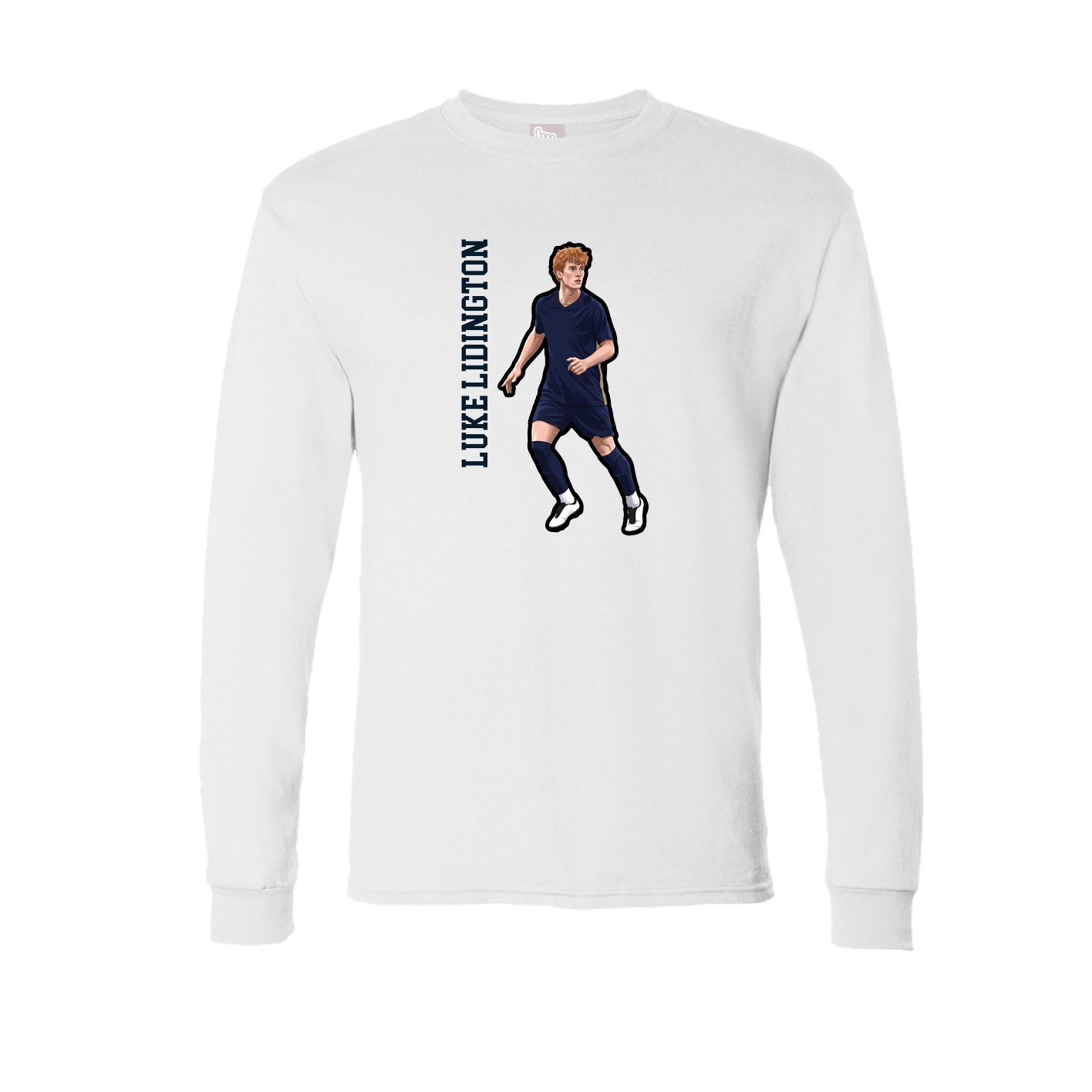 Long Sleeve Tee — Name Vertical in White