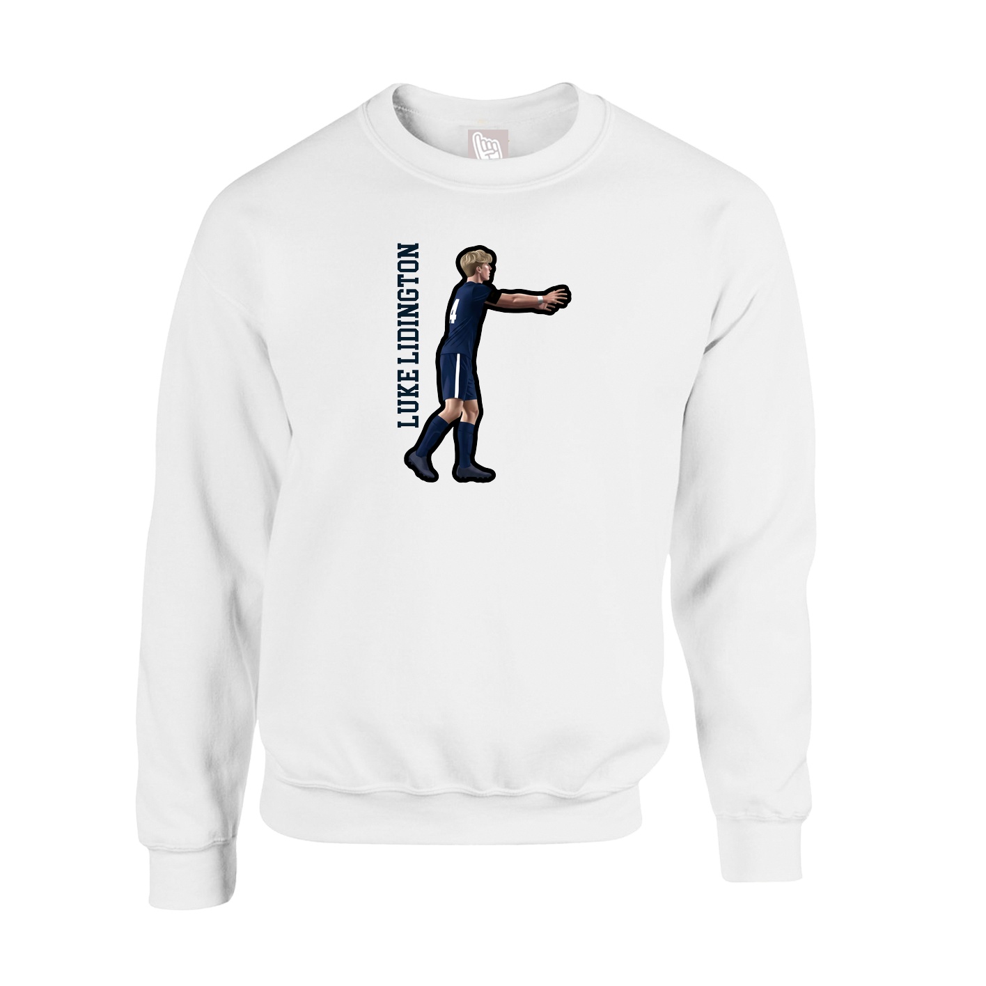 Fleece Crew — Name Vertical in White