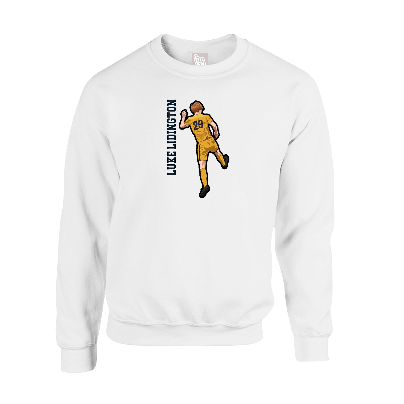 Fleece Crew — Name Vertical in White