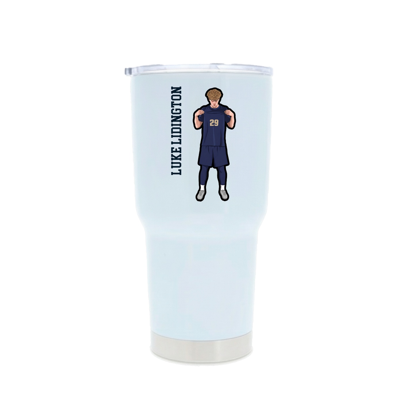 30oz Stainless Steel Tumbler — Name Vertical in White