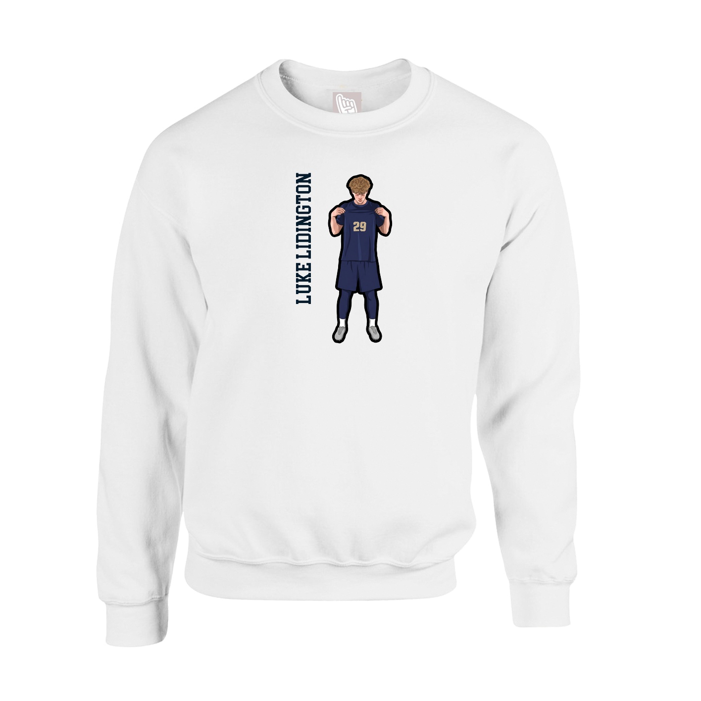 Fleece Crew — Name Vertical in White