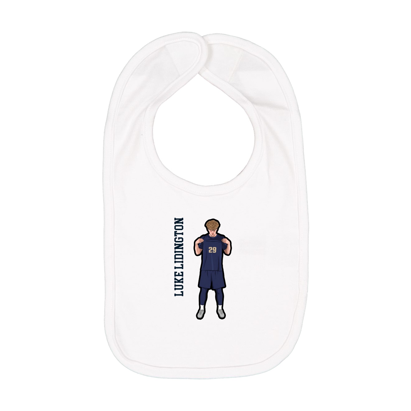 Infant Bib — Name Vertical in White