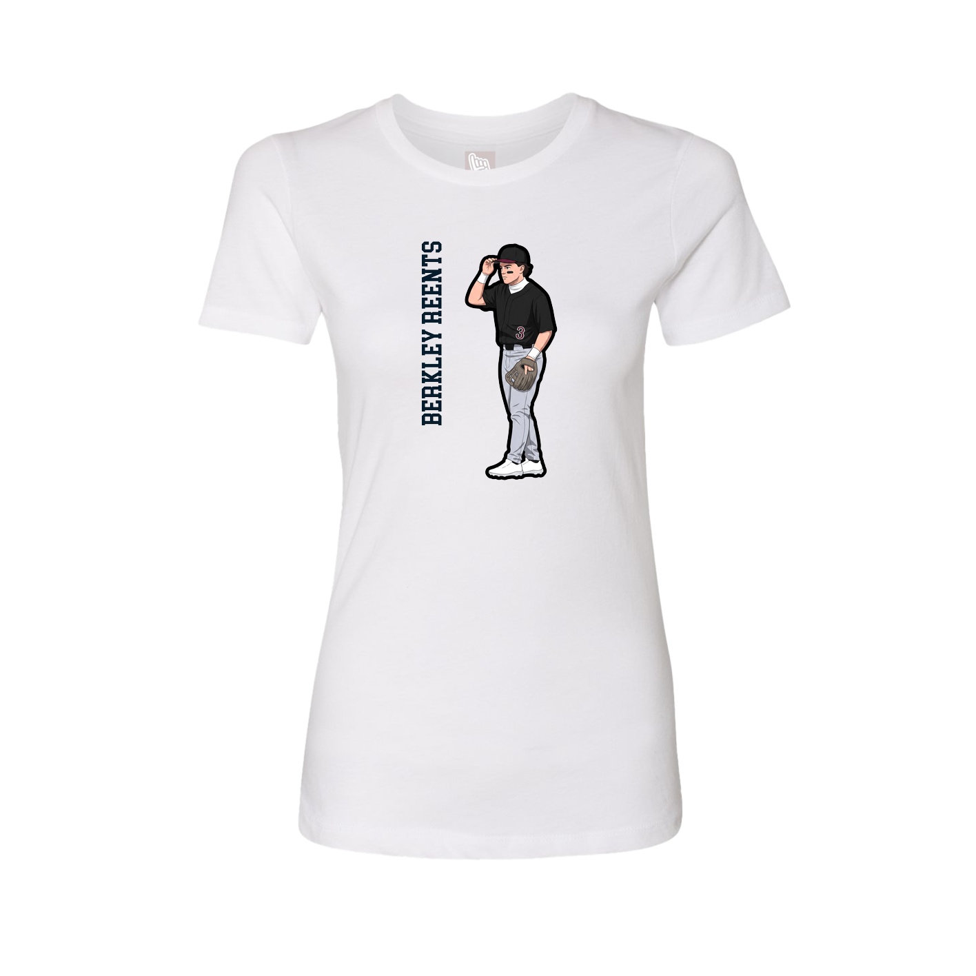 Fitted Women's Tee — Name Vertical in White