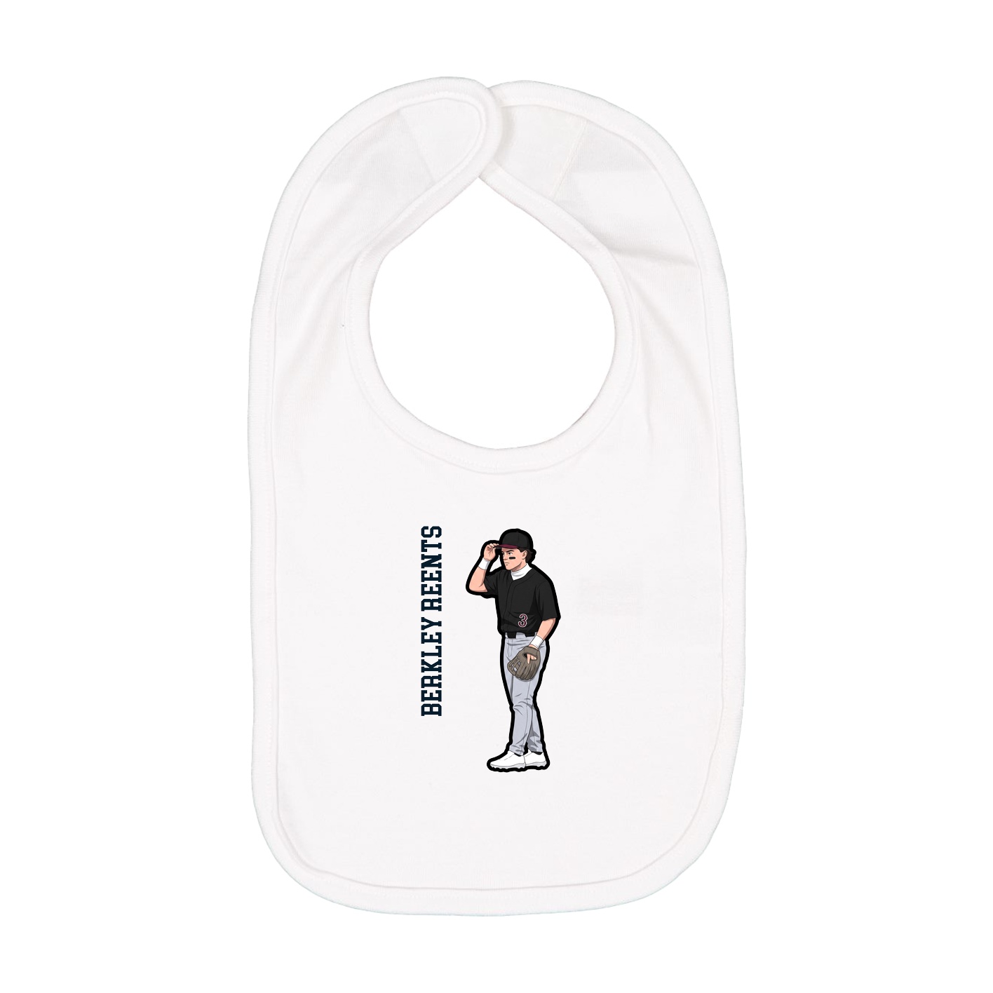 Infant Bib — Name Vertical in White
