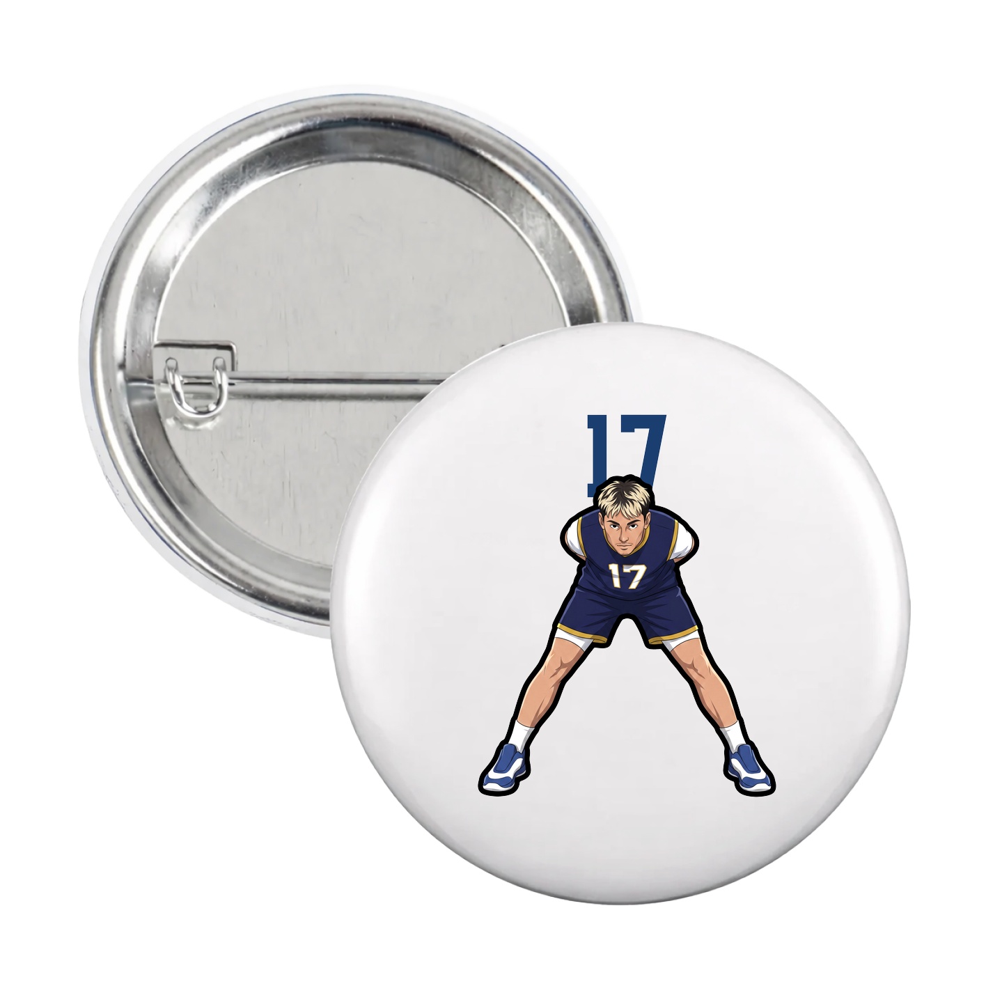 Game Day Button — Number Top in White