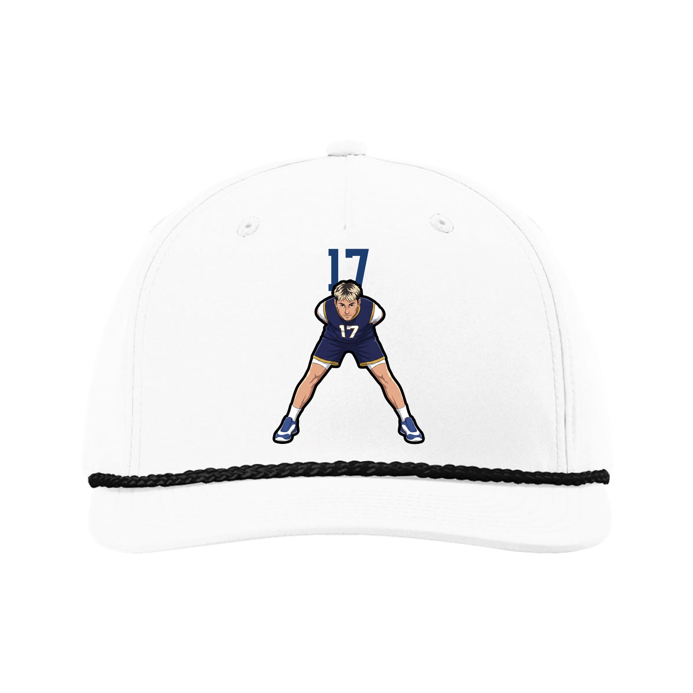 Five-Panel Classic Rope Cap — Number Top in White