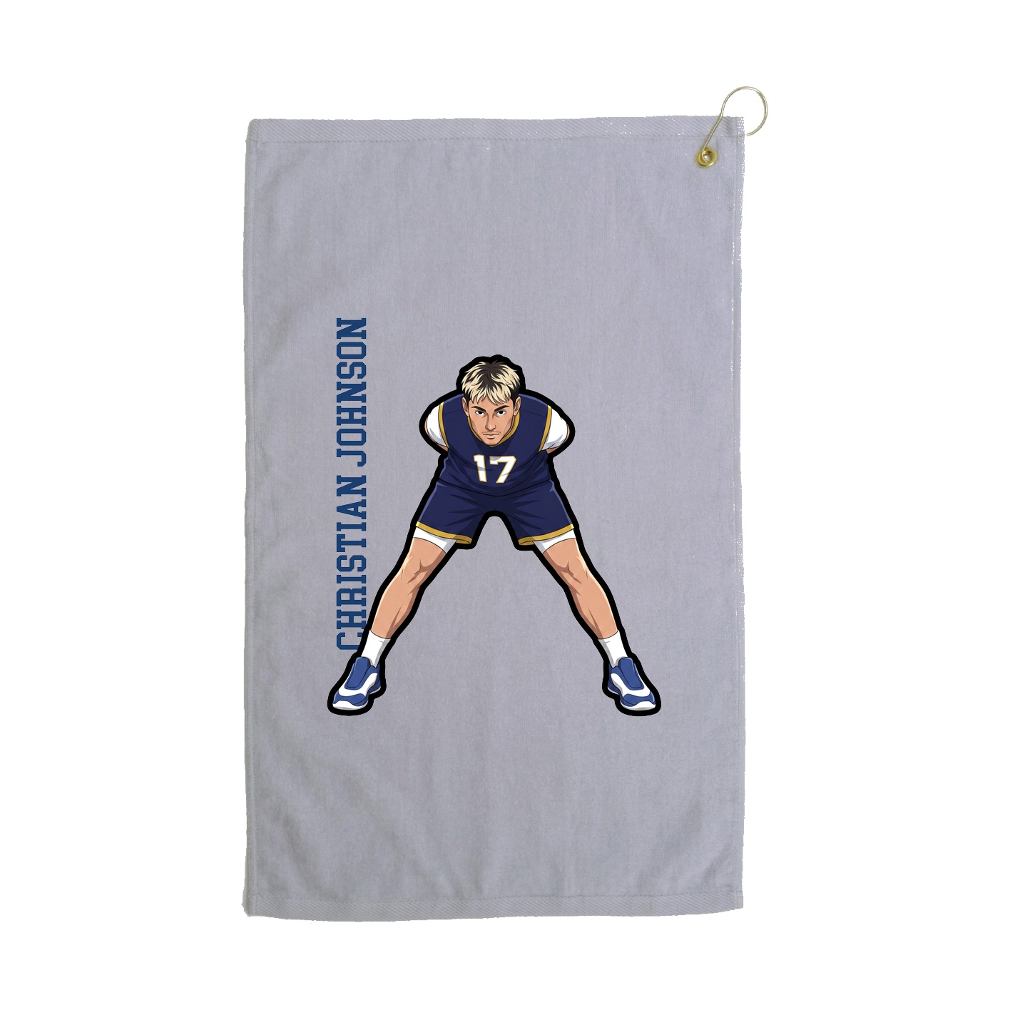 Golf Towel — Name Vertical in Grey