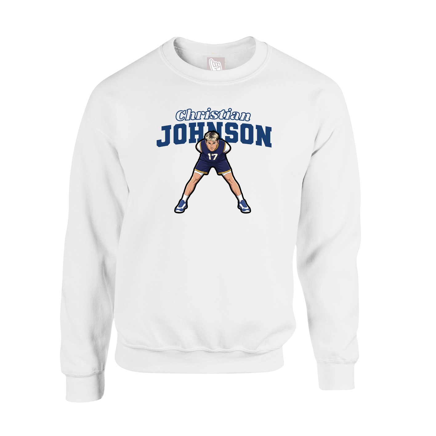 Fleece Crew — Name Arch in White
