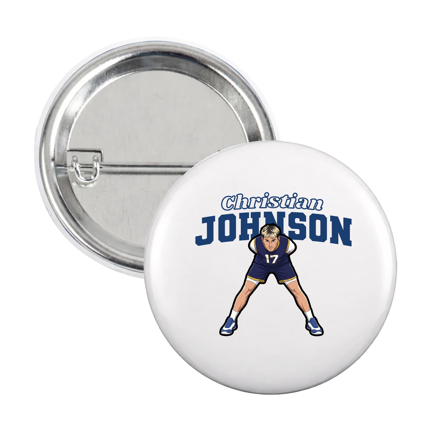 Game Day Button — Name Arch in White