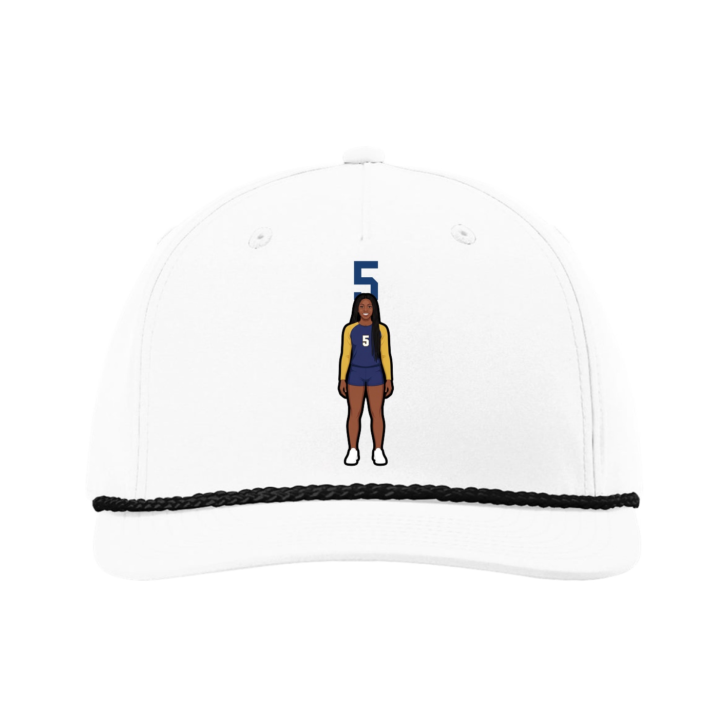 Five-Panel Classic Rope Cap — Number Top in White