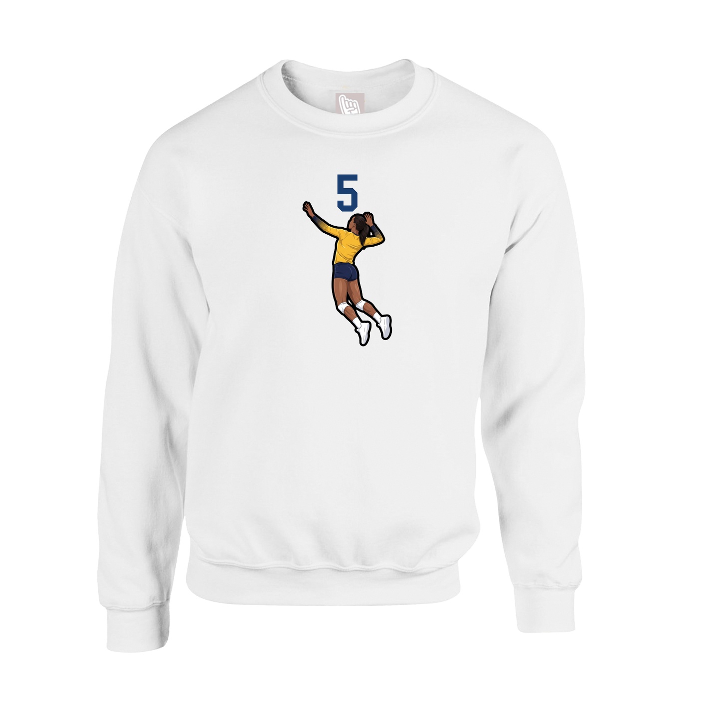 Fleece Crew — Number Top in White