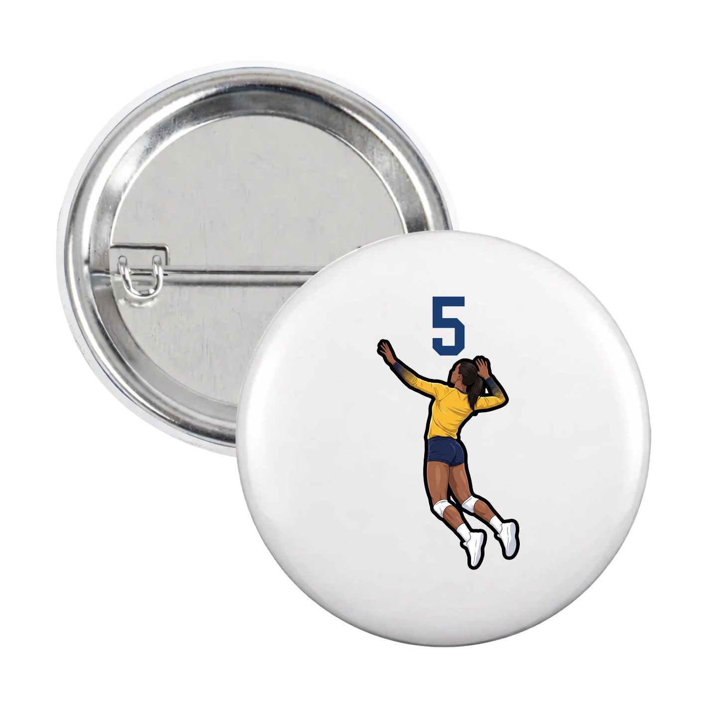 Game Day Button — Number Top in White