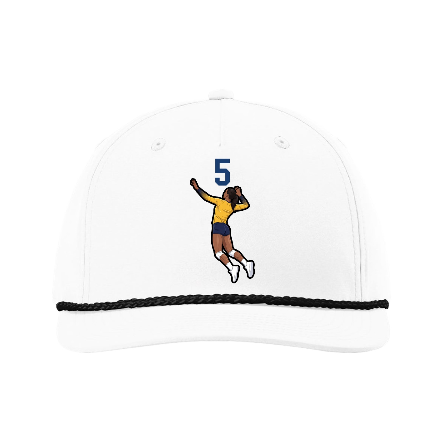 Five-Panel Classic Rope Cap — Number Top in White