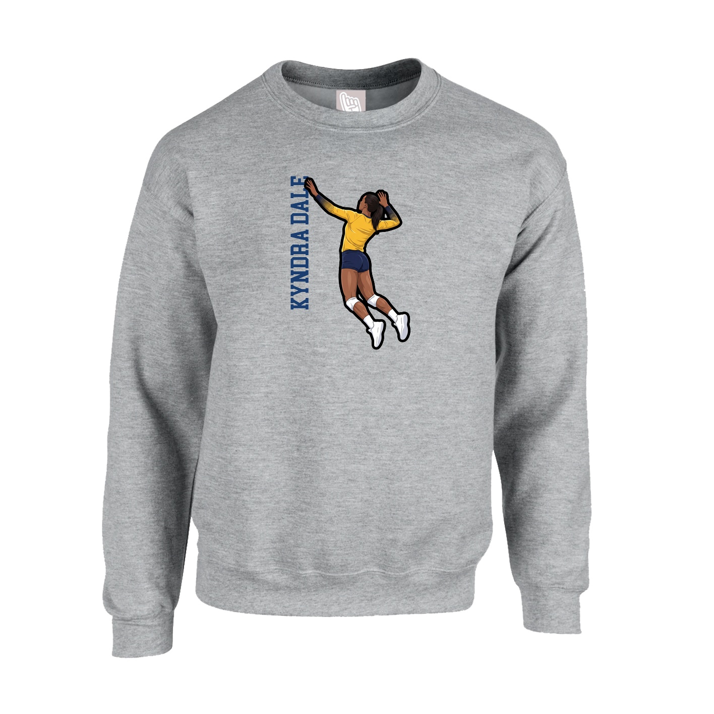 Fleece Crew — Name Vertical in Grey