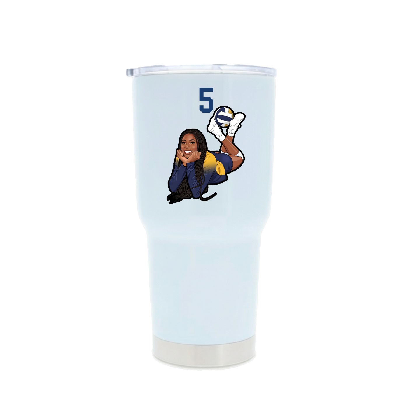 30oz Stainless Steel Tumbler — Number Top in White