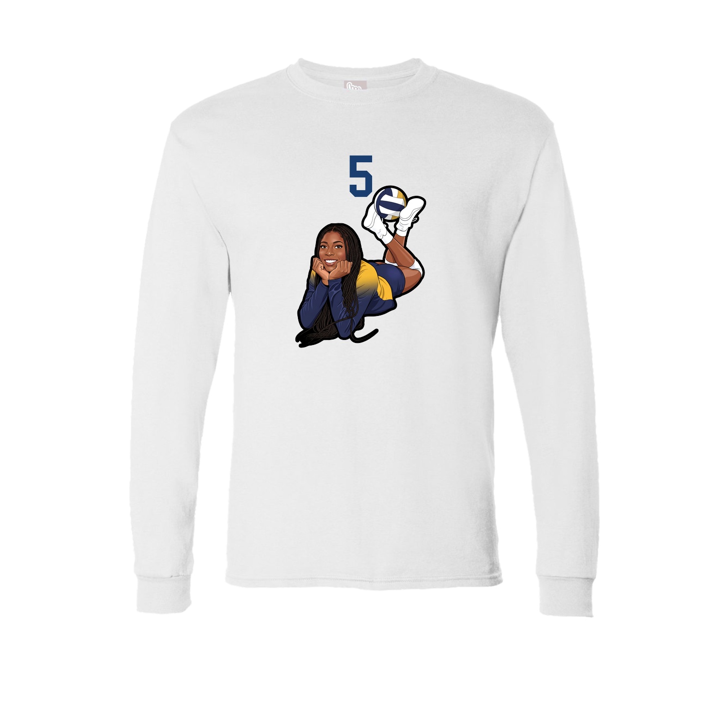 Long Sleeve Tee — Number Top in White