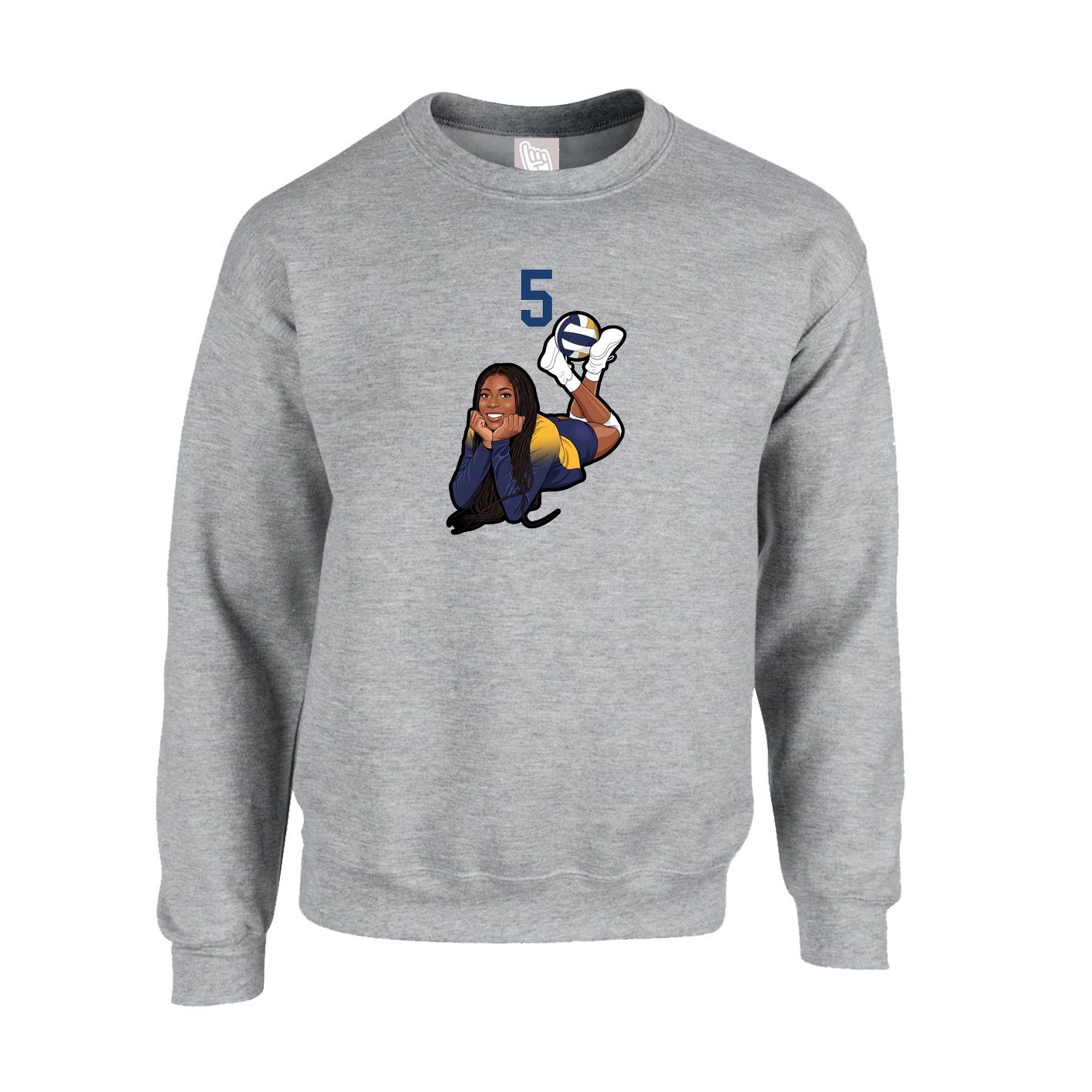 Fleece Crew — Number Top in Grey