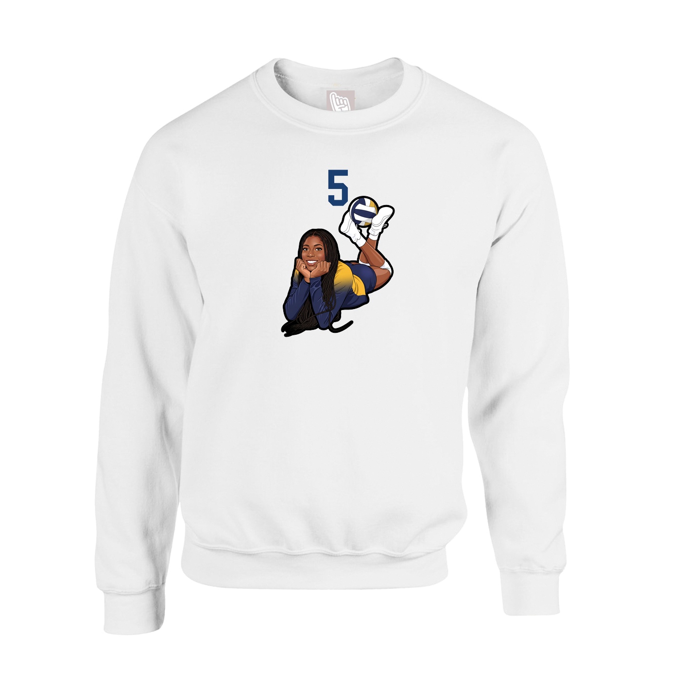 Fleece Crew — Number Top in White