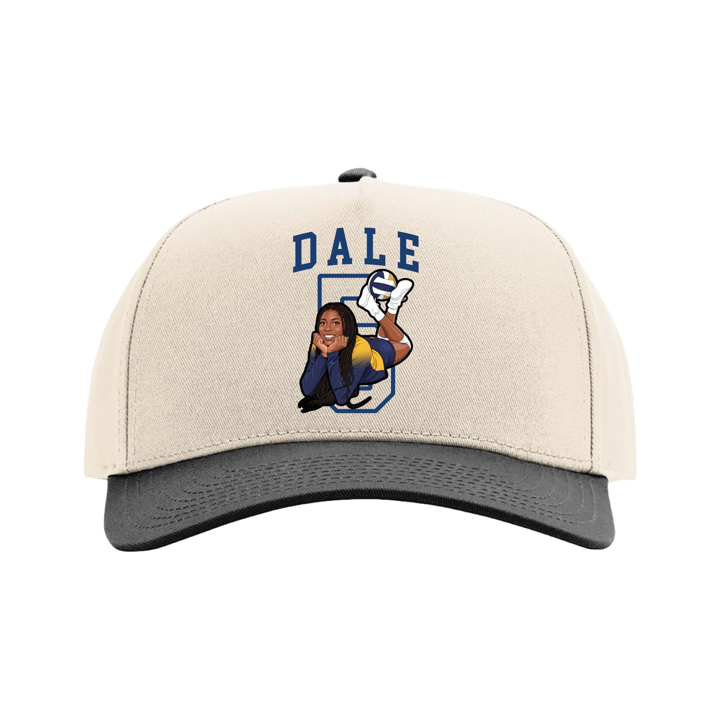 Full Fabric Five-Panel Champ Cap — Shirsey in Cream/Black