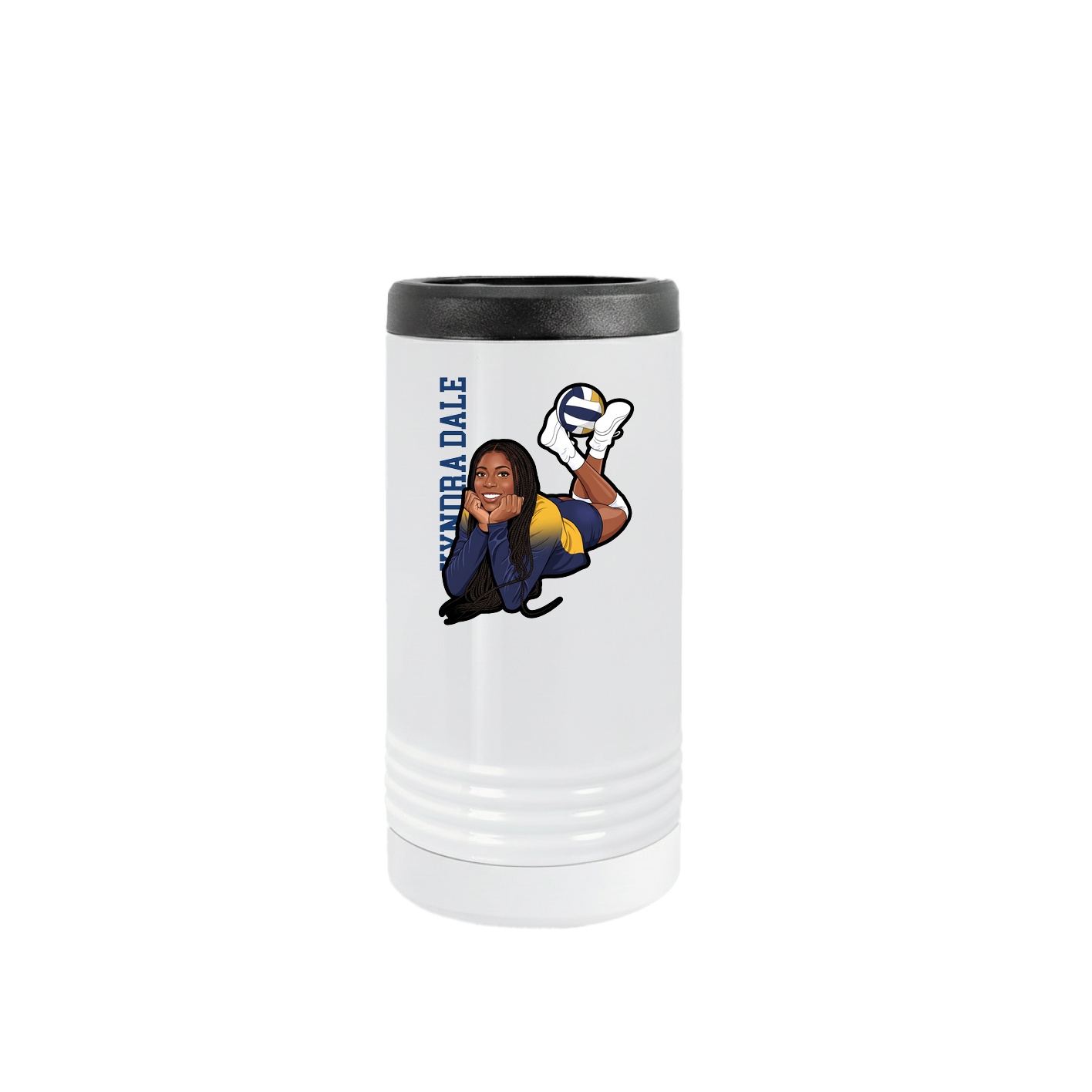Slim Beverage Holder — Name Vertical in White