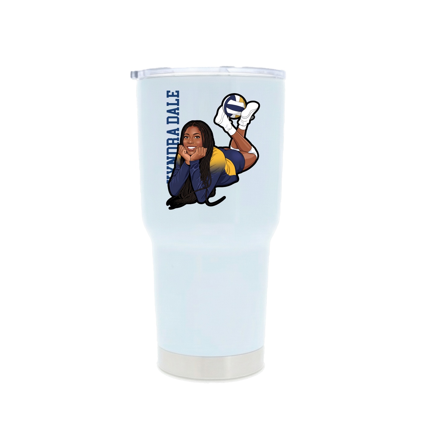 30oz Stainless Steel Tumbler — Name Vertical in White