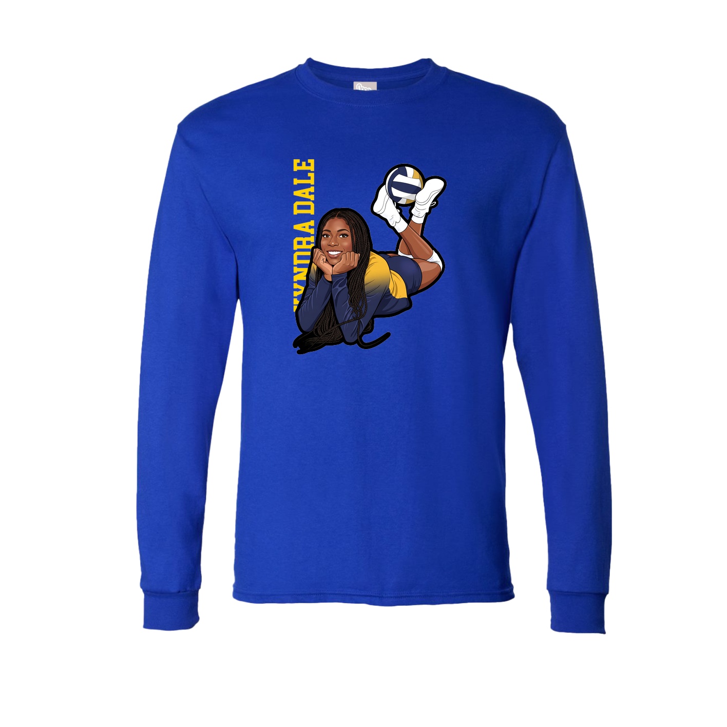 Long Sleeve Tee — Name Vertical in Royal