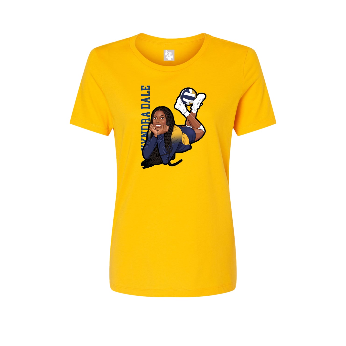 Fitted Women's Tee — Name Vertical in Gold