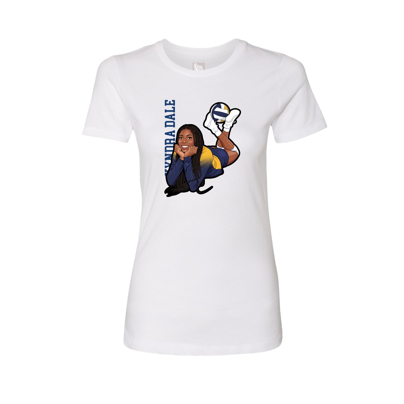 Womens Tee — Name Vertical in White