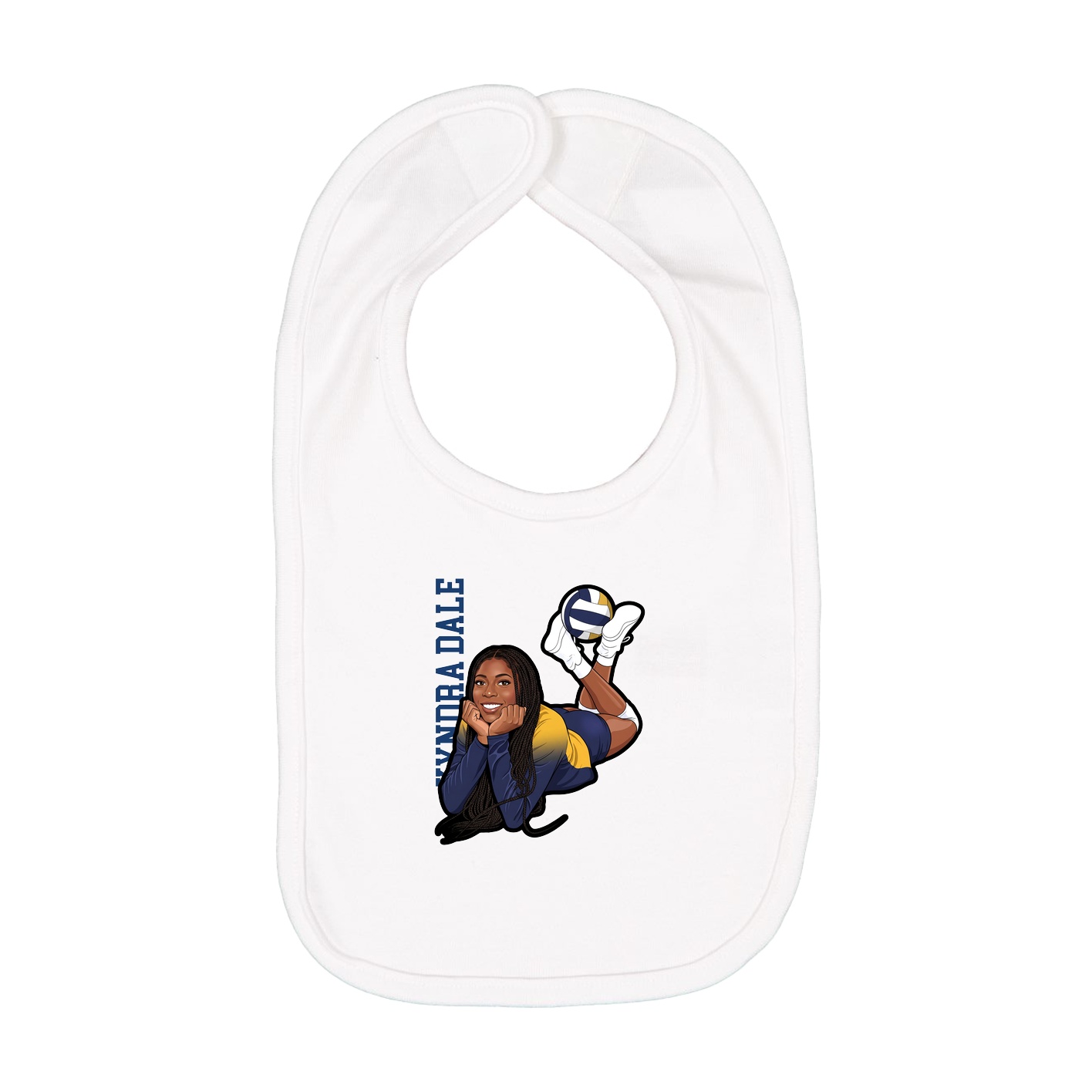 Infant Bib — Name Vertical in White
