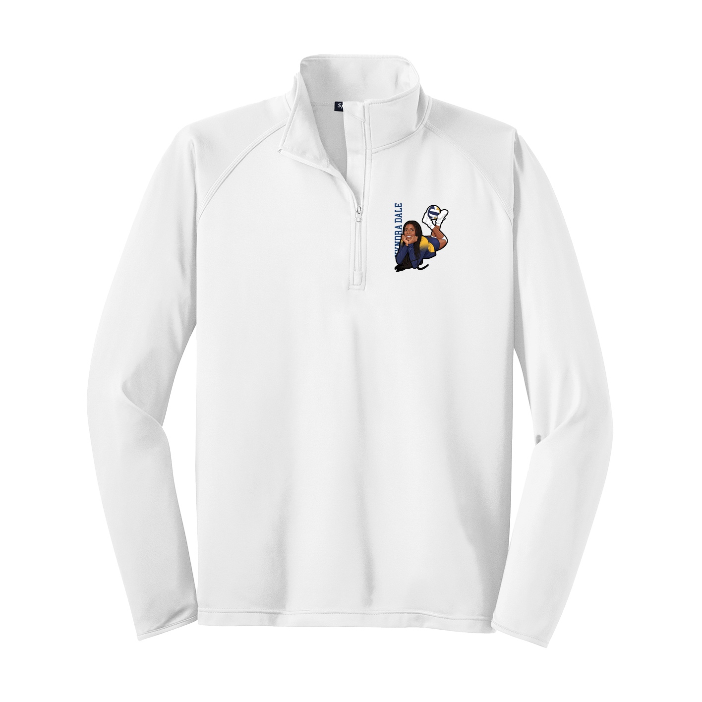 Q-Zip Pullover — Name Vertical in White