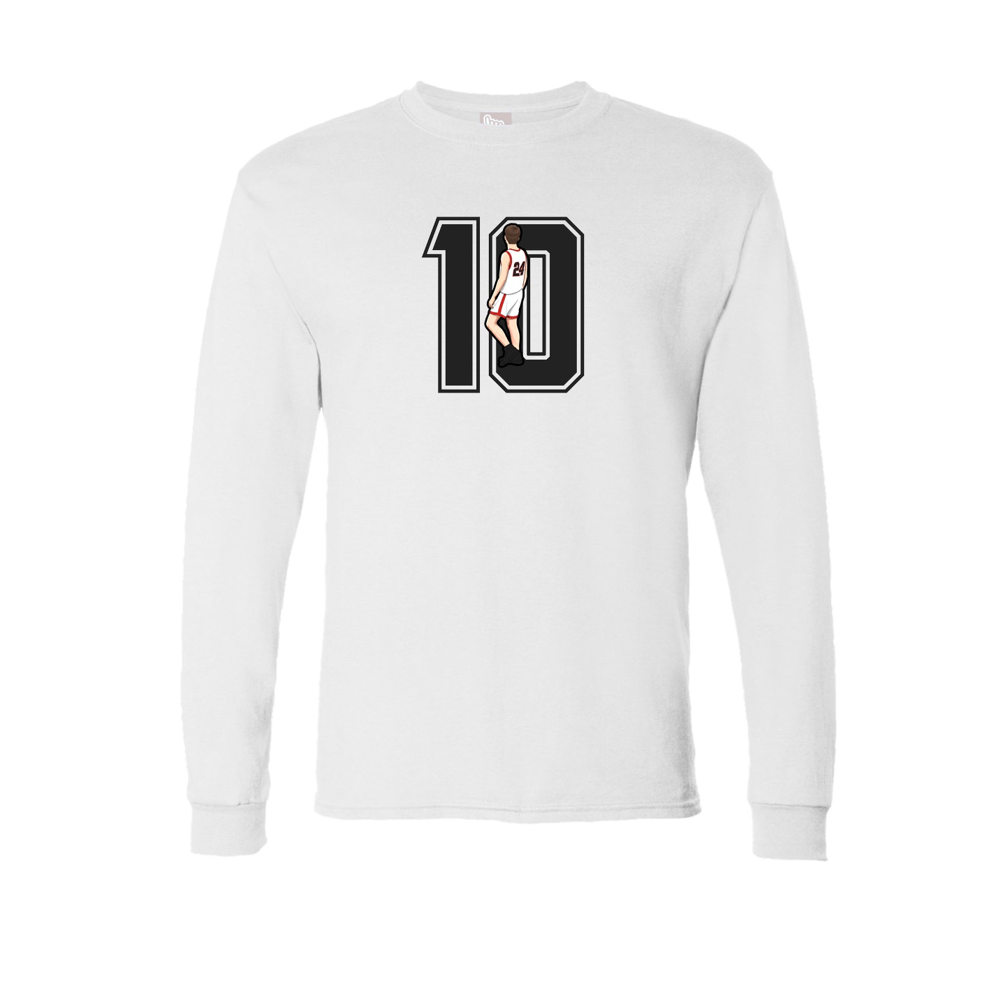 Long Sleeve Tee — Number in White