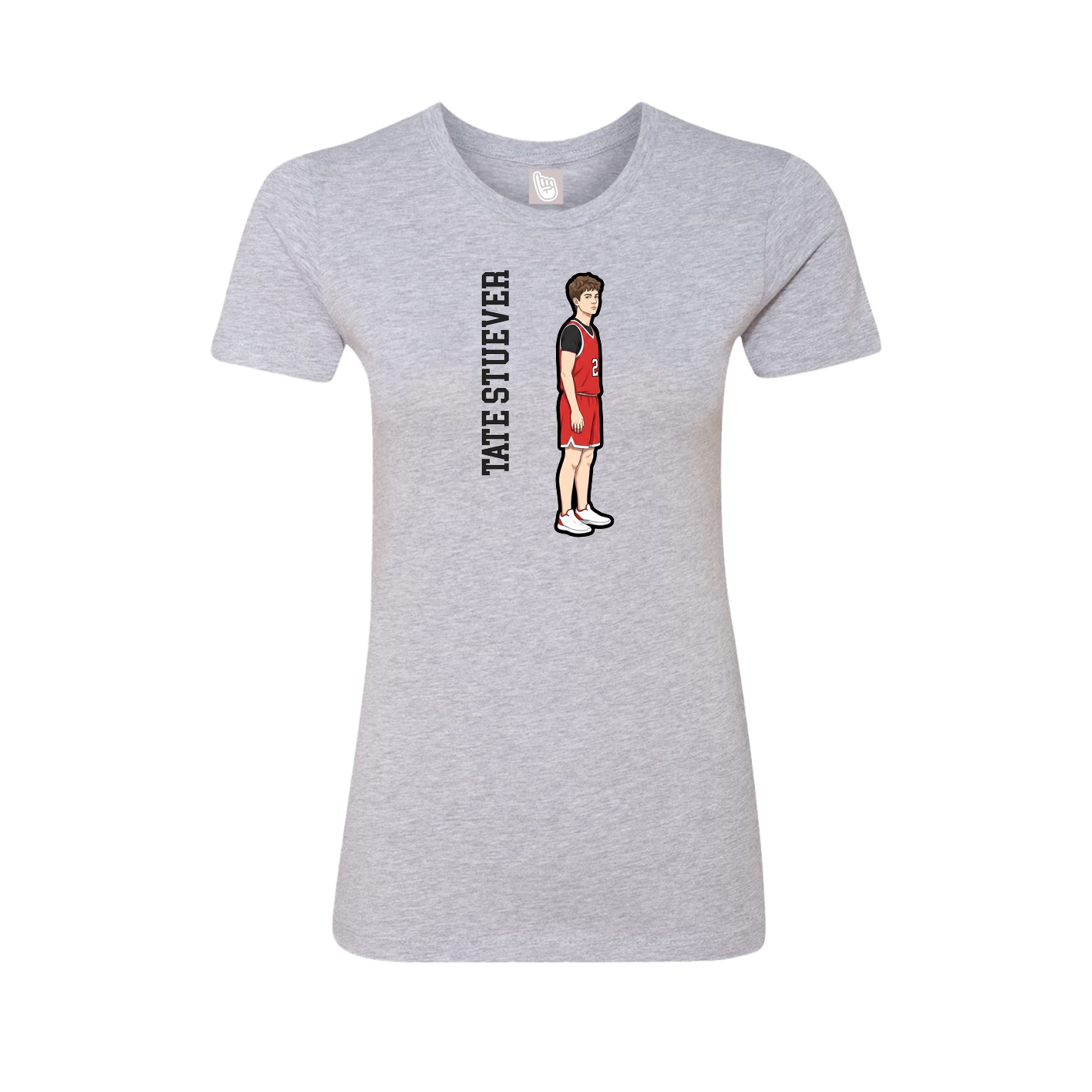 Womens Tee — Name Vertical in Grey