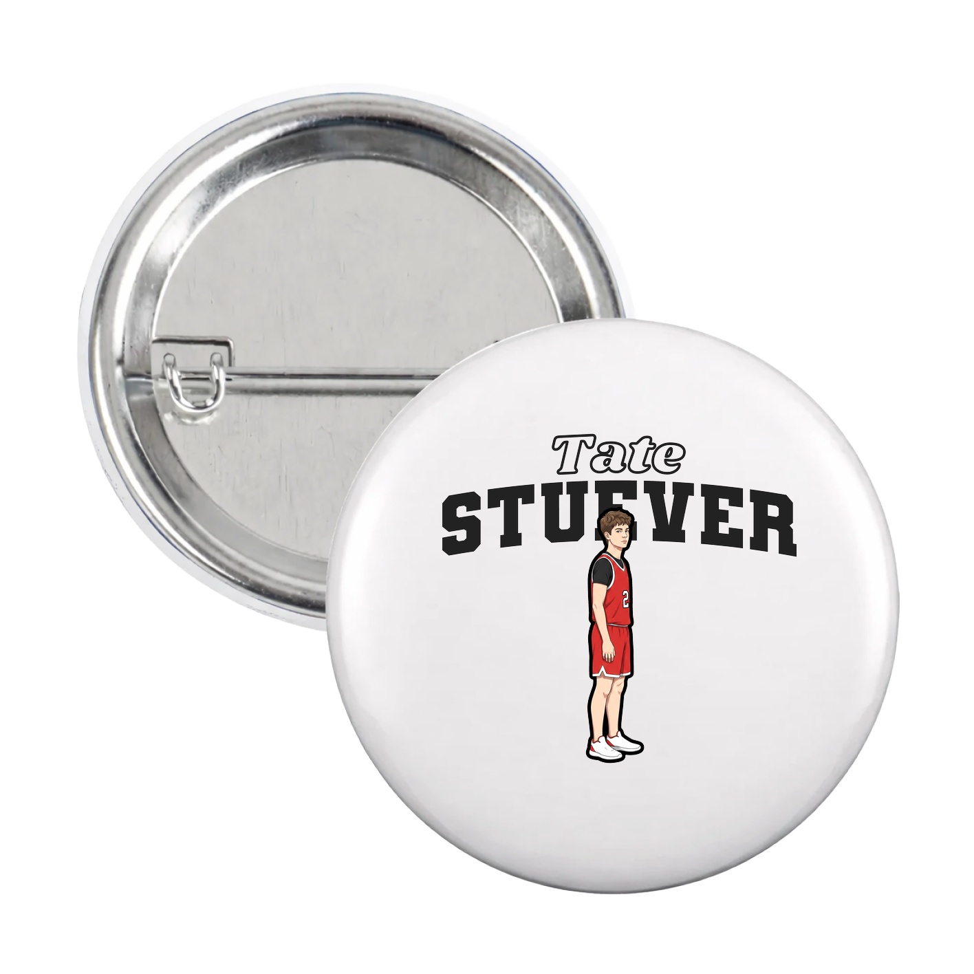 Game Day Button — Name Arch in White