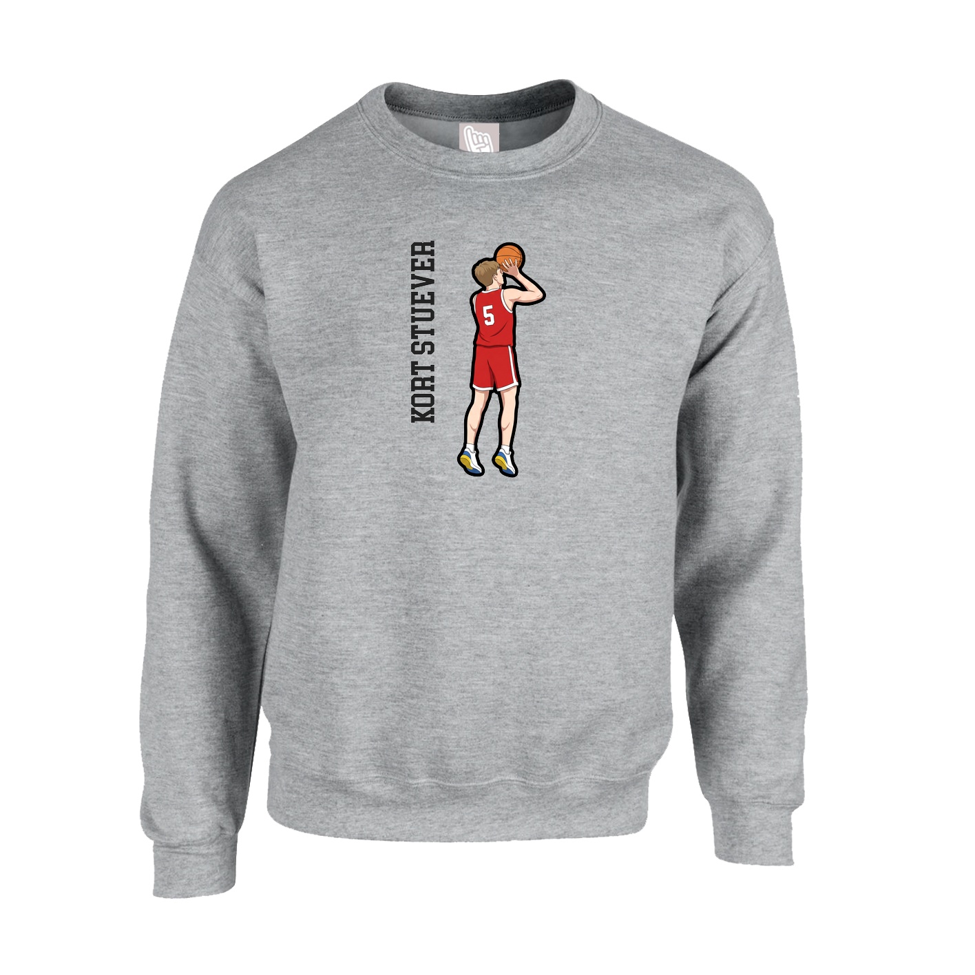 Fleece Crew — Name Vertical in Grey
