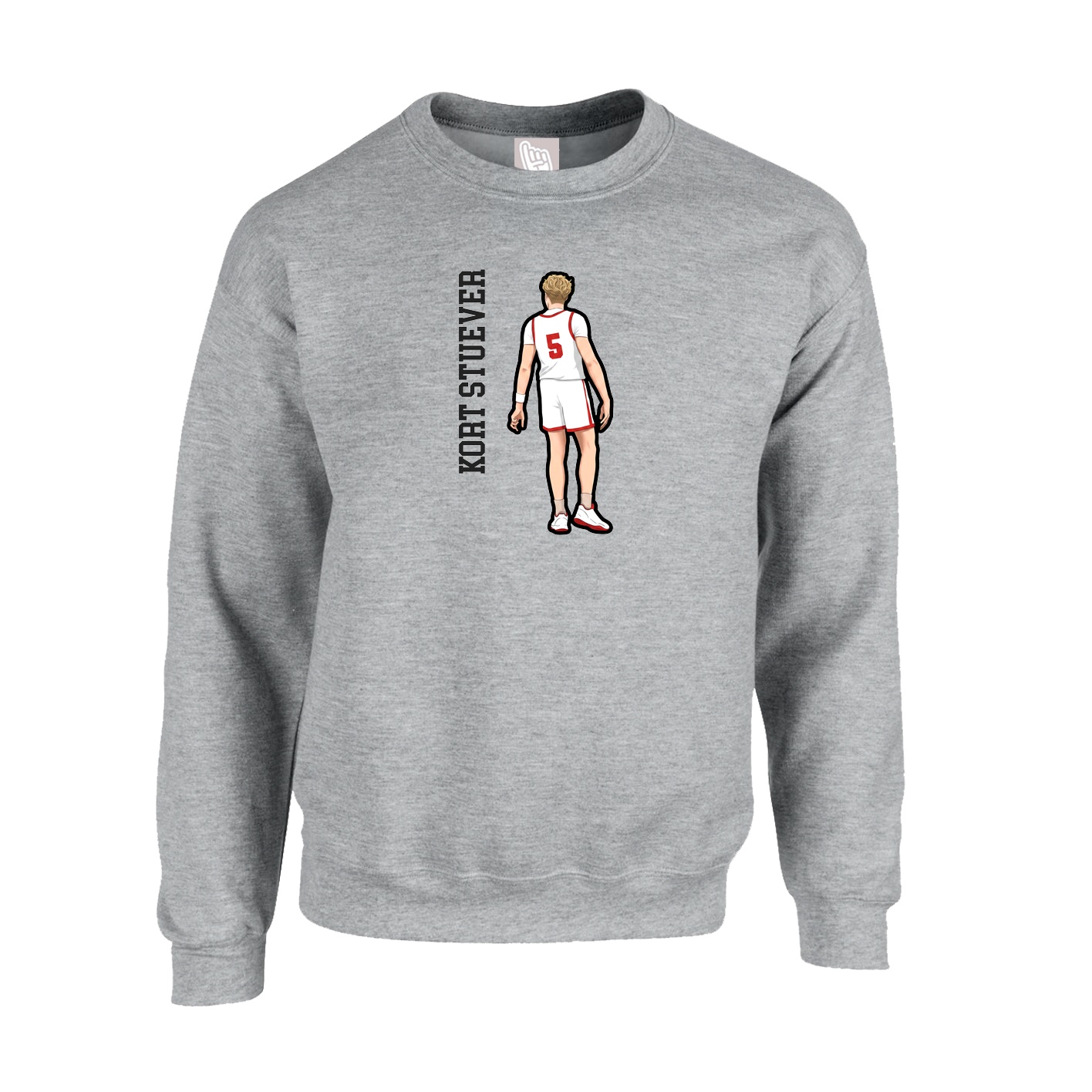 Fleece Crew — Name Vertical in Grey