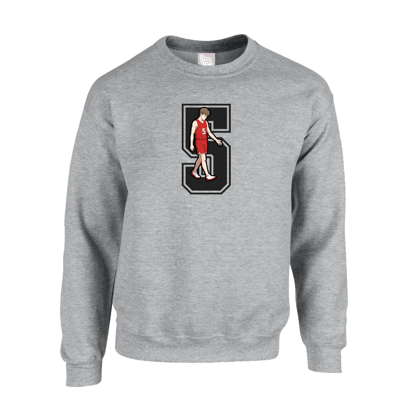 Fleece Crew — Number in Grey
