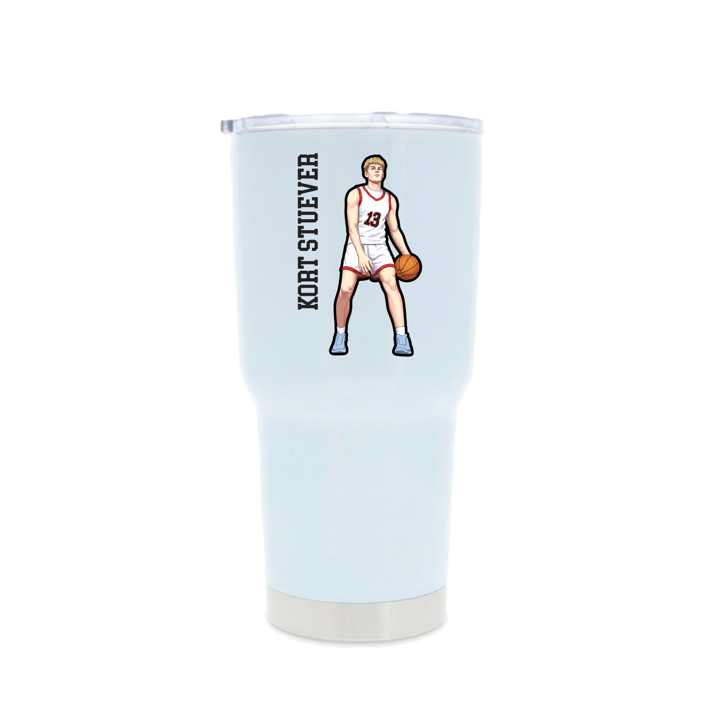 30oz Stainless Steel Tumbler — Name Vertical in White