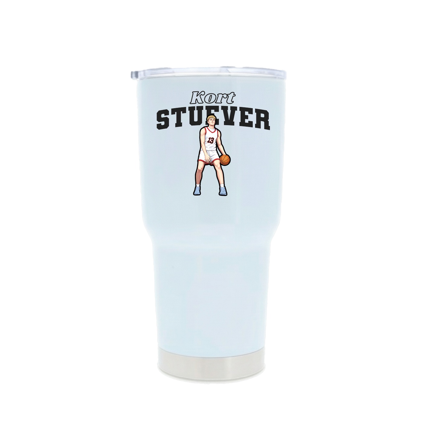 30oz Stainless Steel Tumbler — Name Arch in White