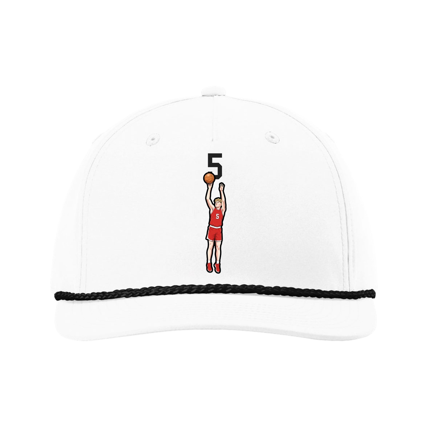 Five-Panel Classic Rope Cap — Number Top in White