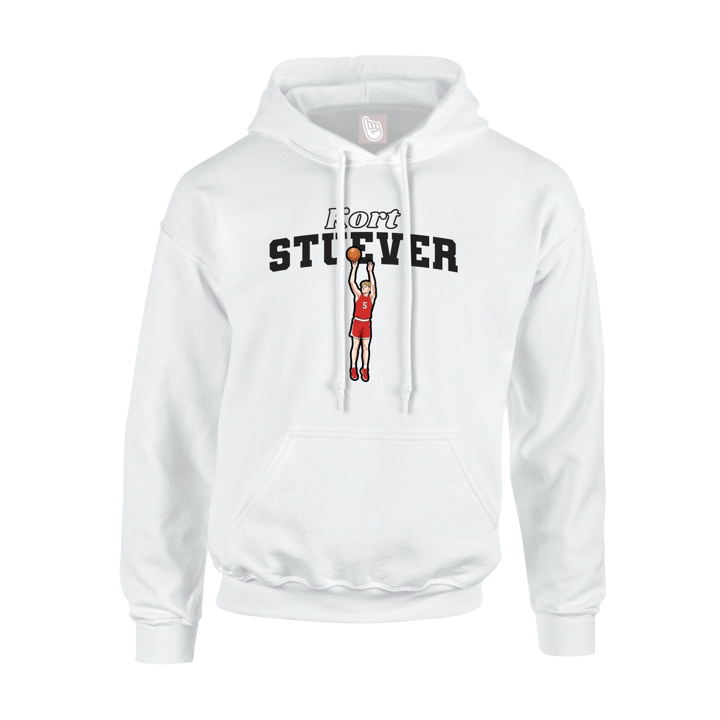 Youth Hoodie — Name Arch in White