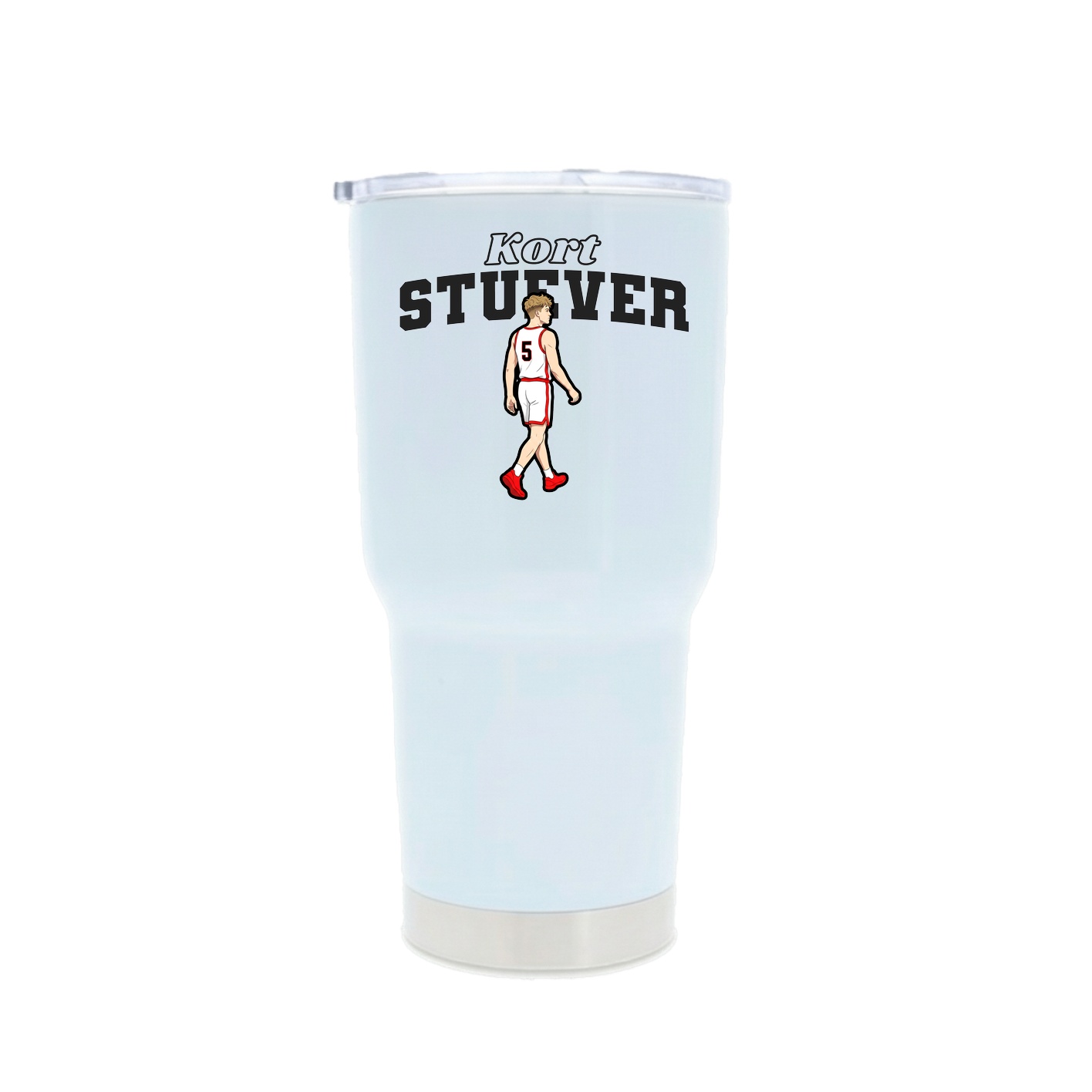 30oz Stainless Steel Tumbler — Name Arch in White