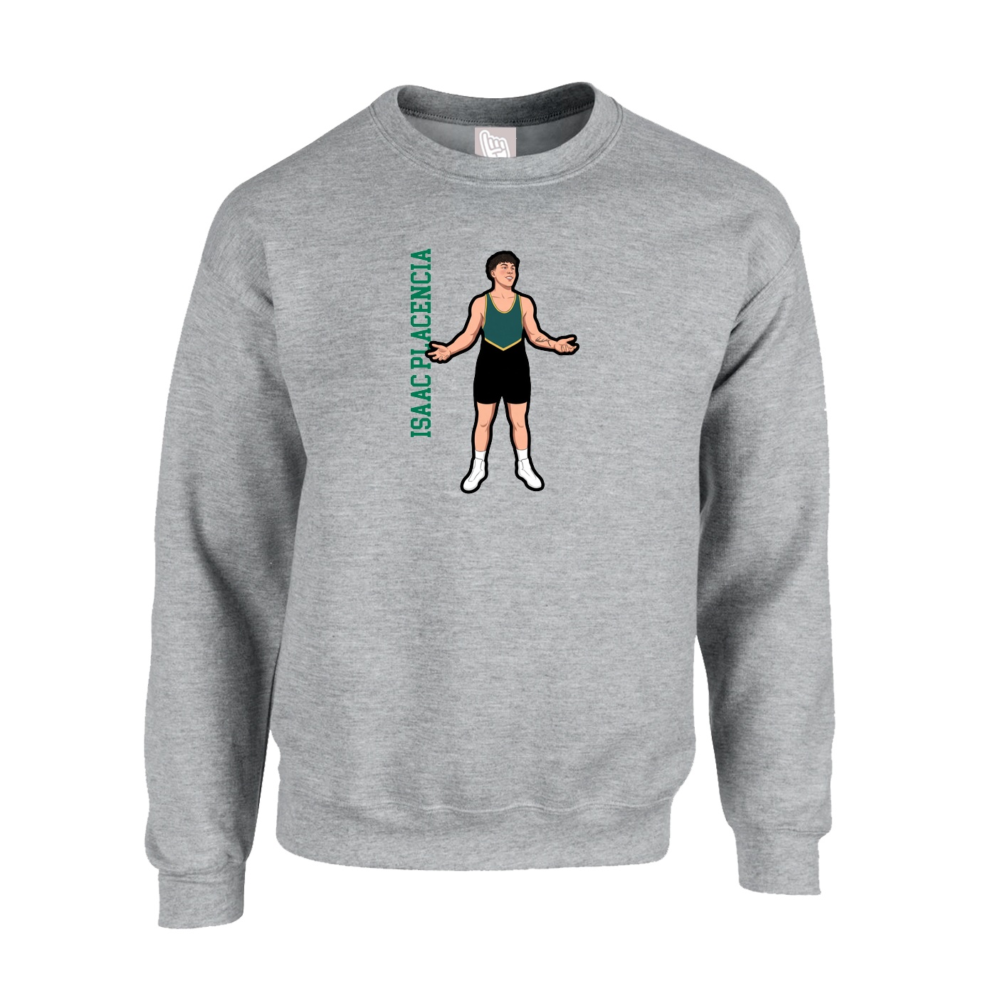 Fleece Crew — Name Vertical in Grey