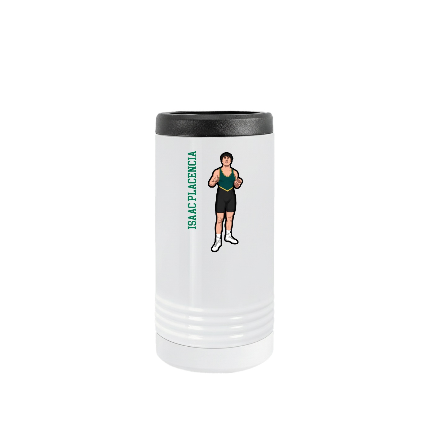 Slim Beverage Holder — Name Vertical in White