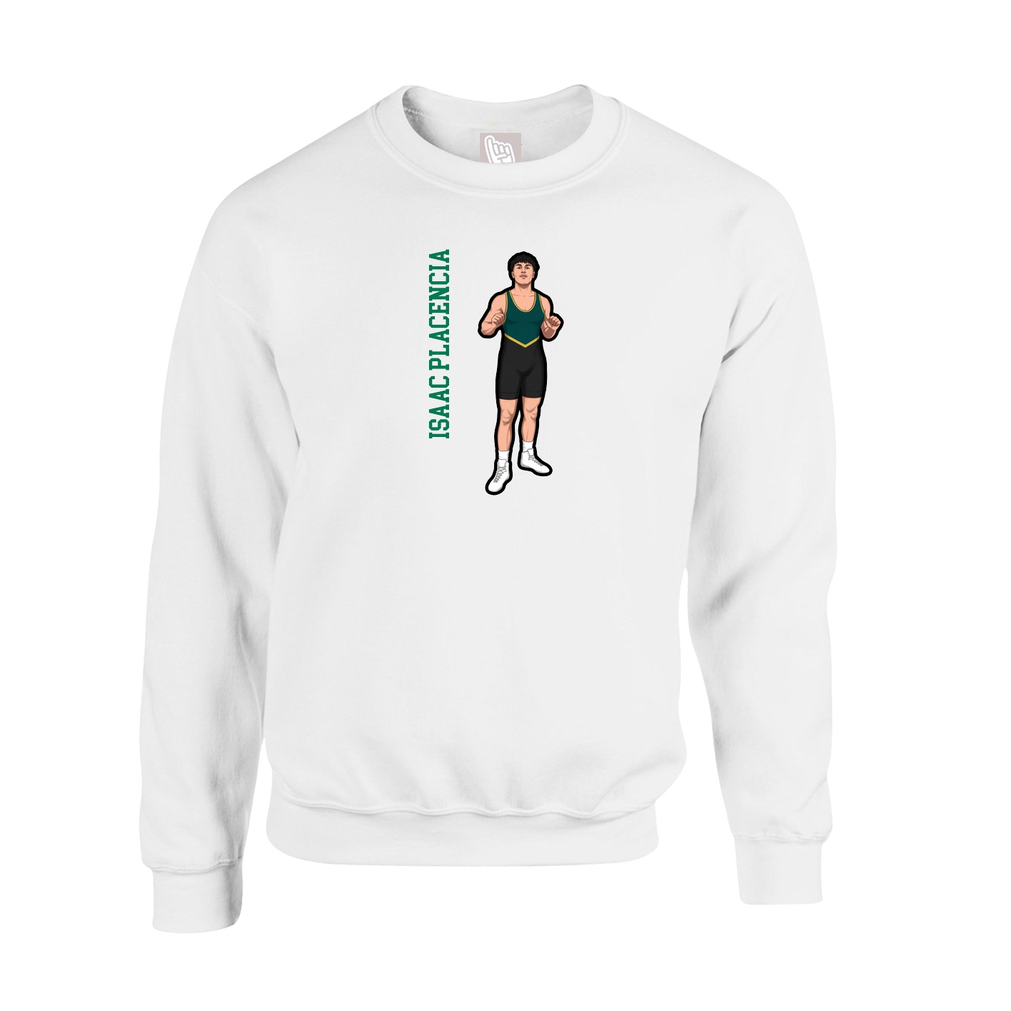 Fleece Crew — Name Vertical in White