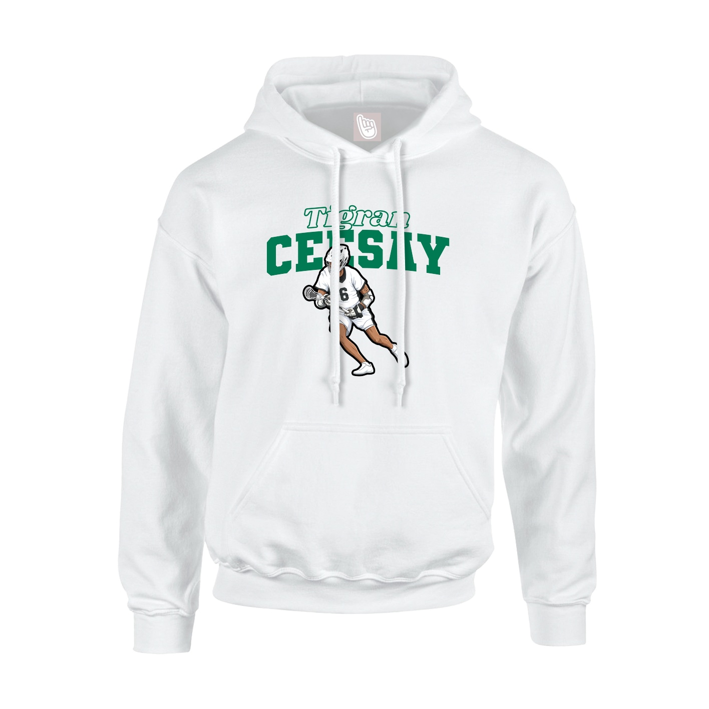 Youth Hoodie — Name Arch in White