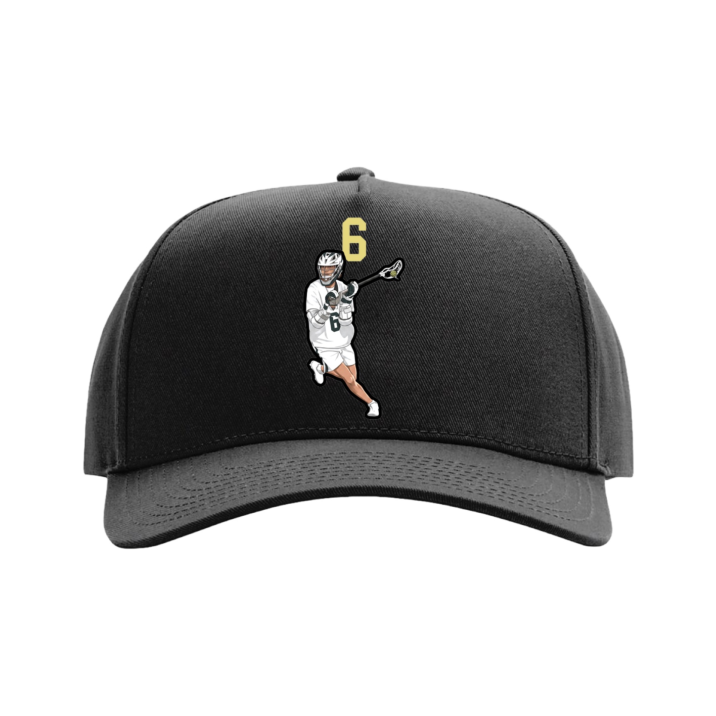 Full Fabric Five-Panel Champ Cap — Number Top in Black