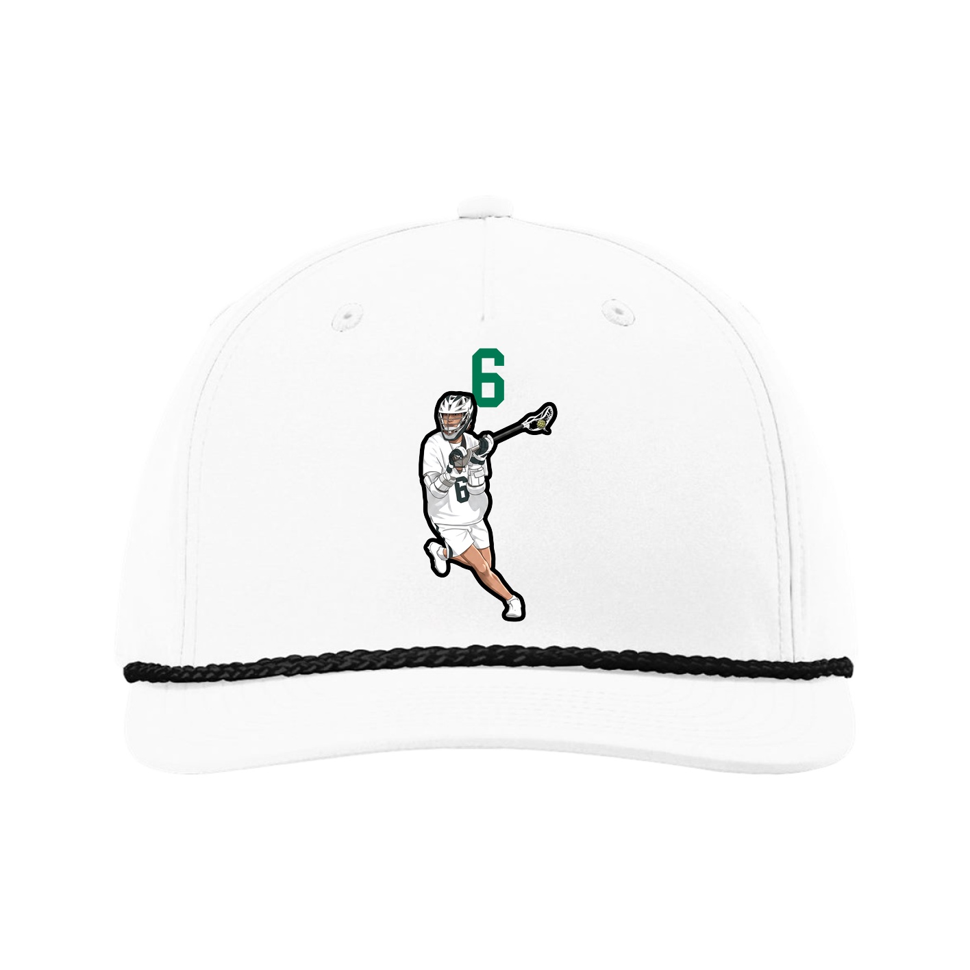 Five-Panel Classic Rope Cap — Number Top in White